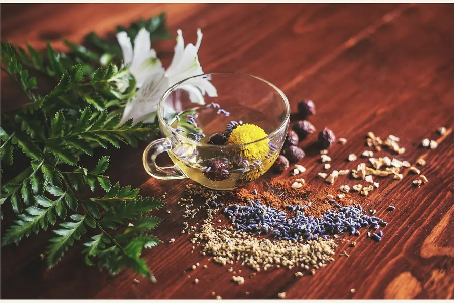 Loose leaf tea and dried blossoms
